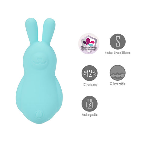 Maia Bri Teal 9 Centimeter USB Rechargeable Vibrating Bunny Bullet BULLETS