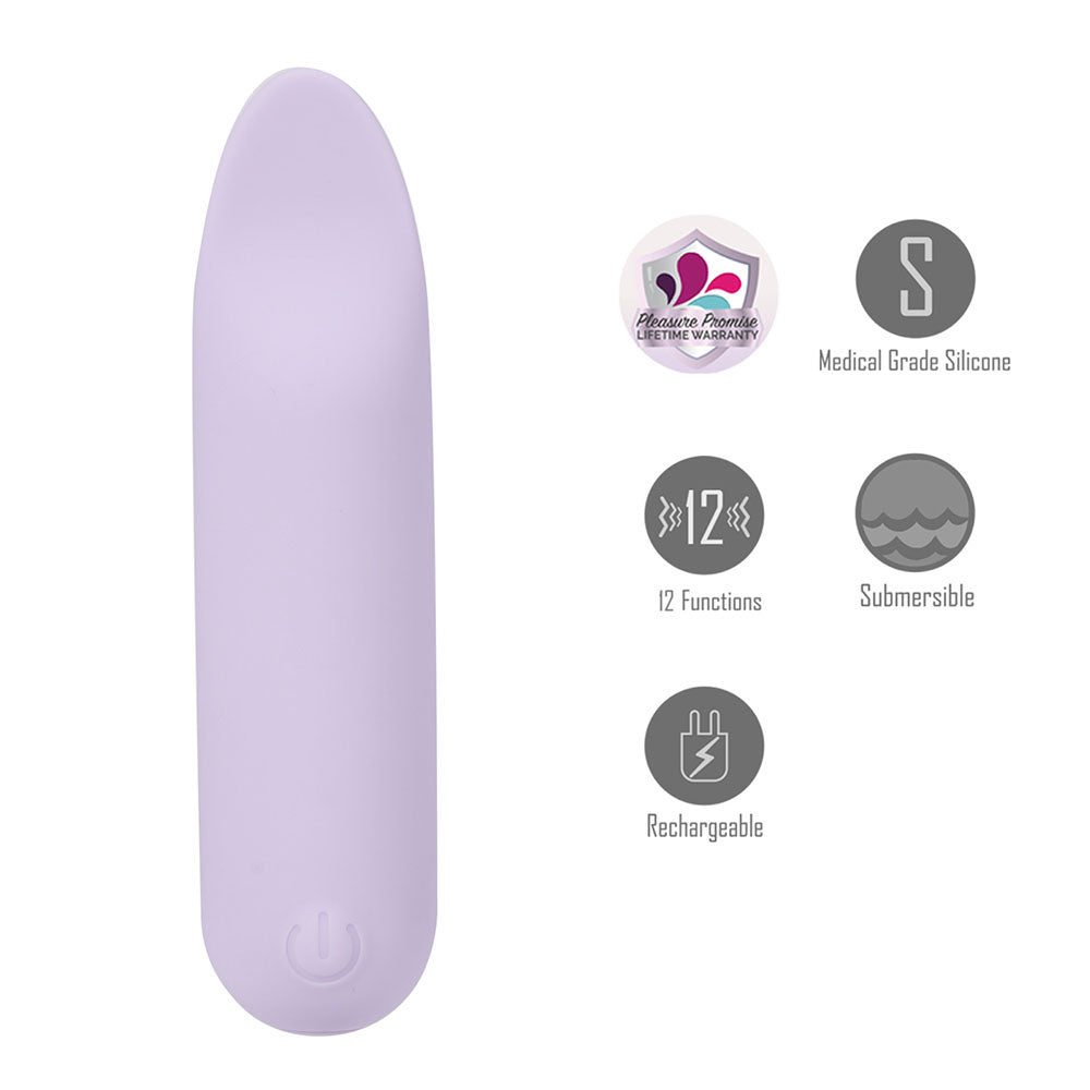 Maia Tawni (Lavender) – USB Rechargeable 9 cm Silicone Bullet Vibrator with Flickering Tip Secondary image