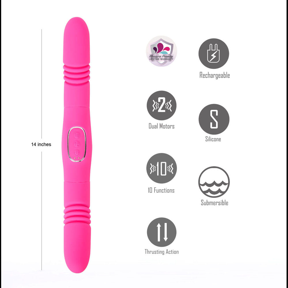 Maia Zena – USB Rechargeable Dual Thrusting Double Ended Vibrator 35.6 cm > Dildos > Double Dildos