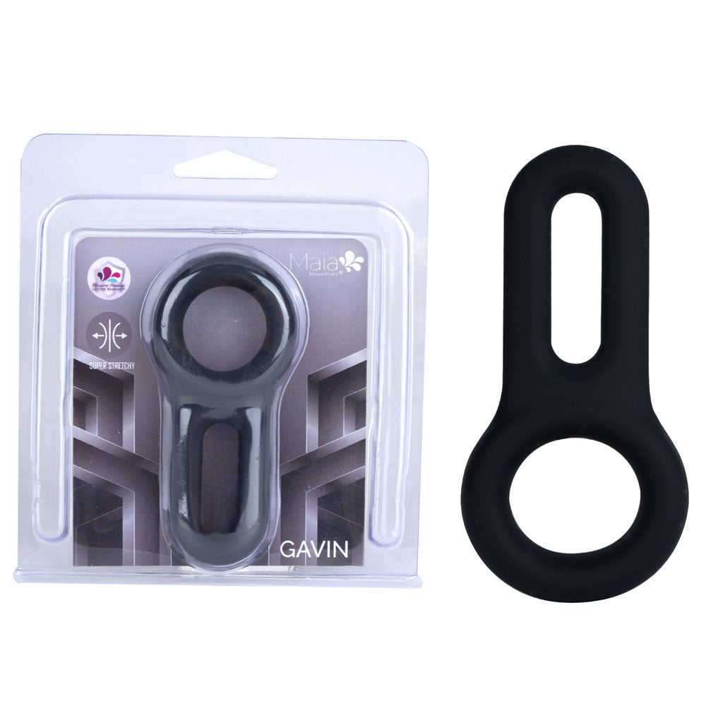 Maia Gavin Super-Stretchy Double Ring – Cock and Balls Ring Black > Cock Ring > Single