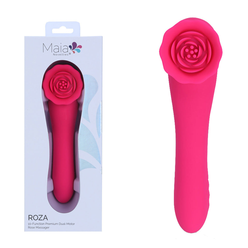 Maia ROZA 18.4cm USB Rechargeable Dual Ended Vibrator Pink > Sex Toys For Ladies > Rose Stimulators