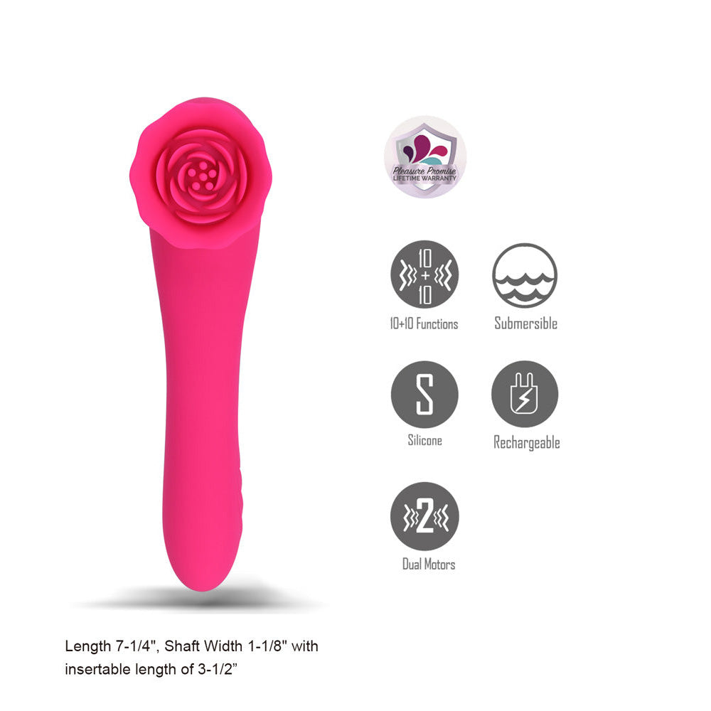 Maia ROZA 18.4cm USB Rechargeable Dual Ended Vibrator > Sex Toys For Ladies > Rose Stimulators