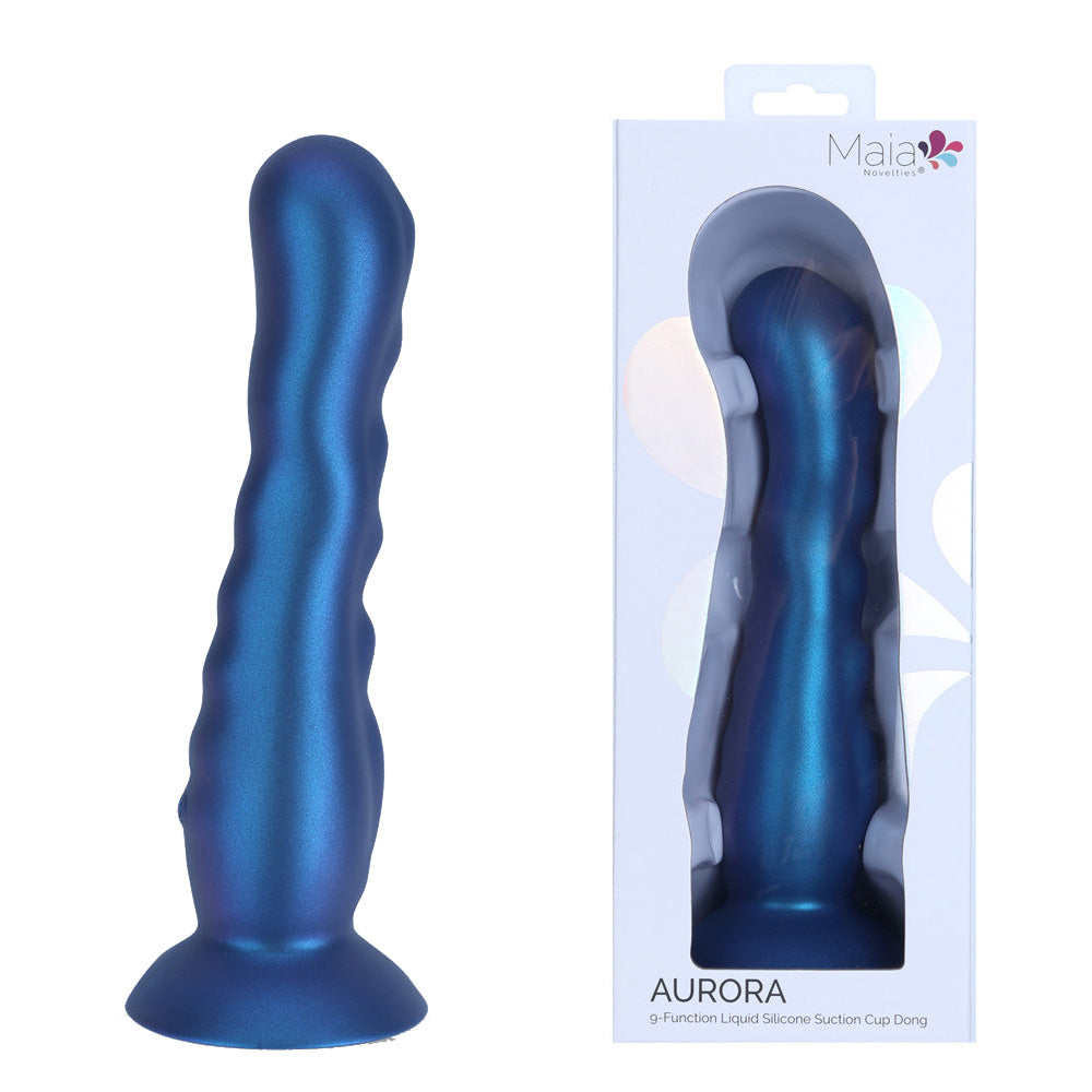 Maia AURORA – Metallic 21.6 cm USB Rechargeable Vibrating Dildo Blue > Dildos > Neutral Dildos