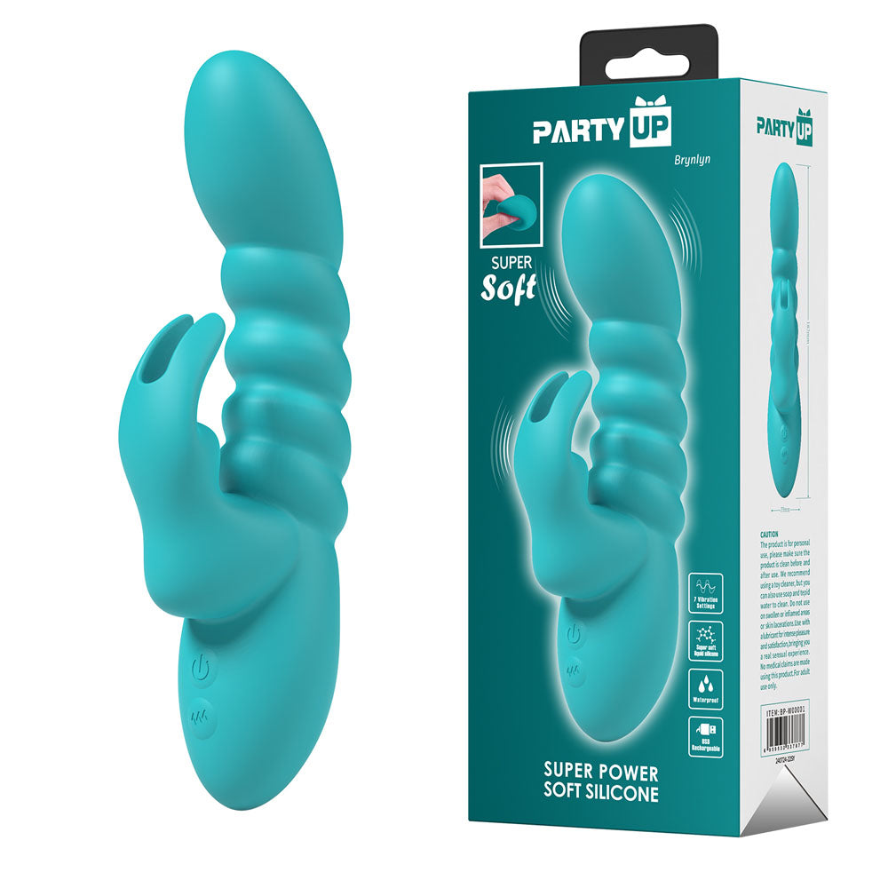 Party Up Brynlyn Teal 18.2cm USB Rechargeable Rabbit Vibrator Teal > Vibrators > Ladies > Rabbit