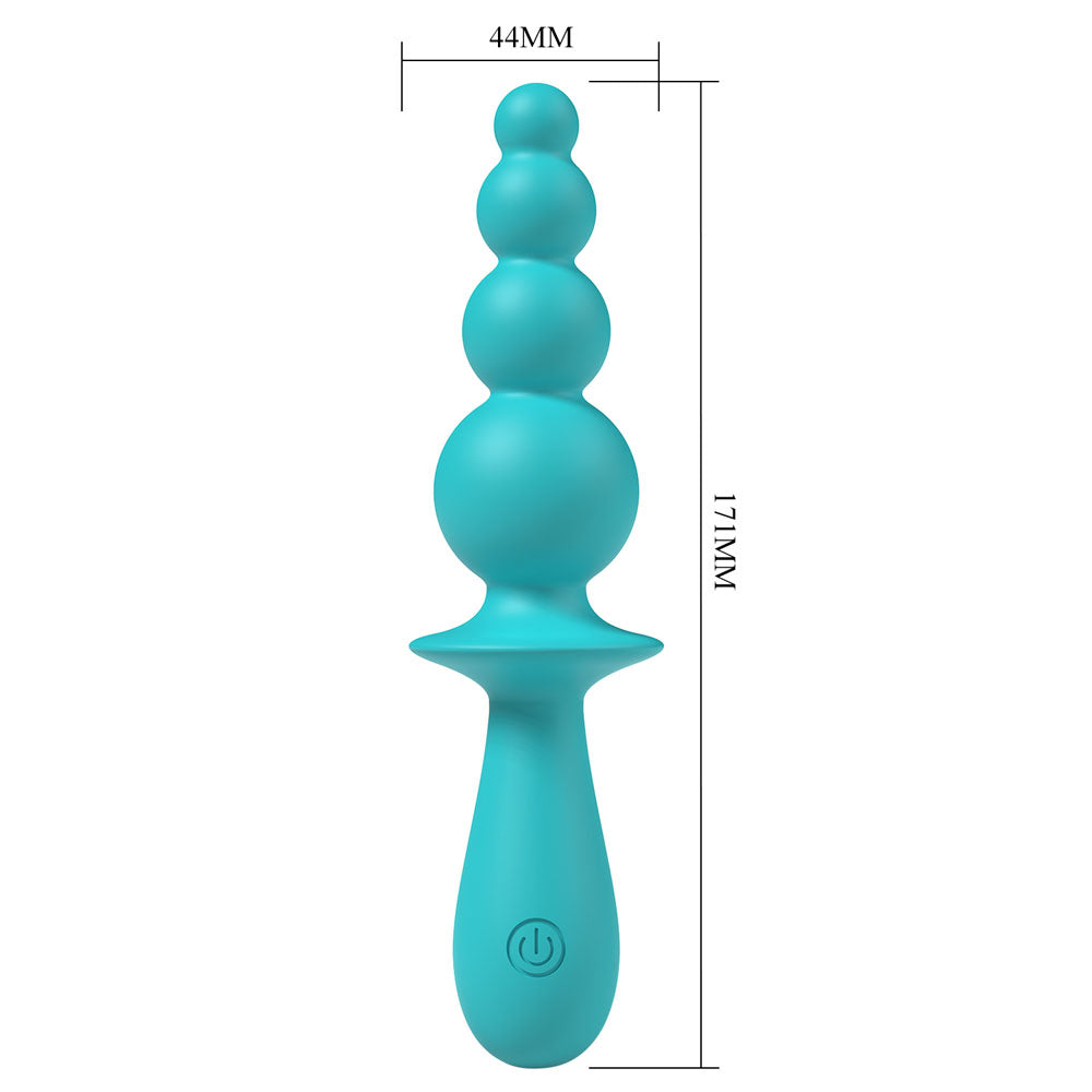 Party Up Evajane Teal 17.1 Centimeter Beaded Vibrator > Anal Range > Vibrating Butt Plugs