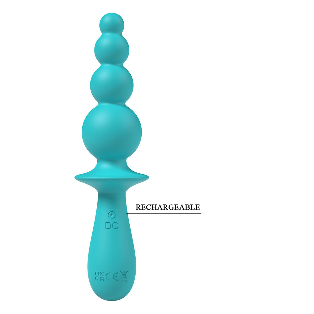 Party Up Evajane Teal 17.1 Centimeter Beaded Vibrator > Anal Range > Vibrating Butt Plugs