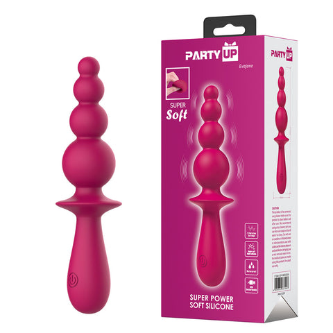 Party Up Evajane 17.1 Centimeter Beaded Vibrator Pink > Anal Range > Vibrating Butt Plugs