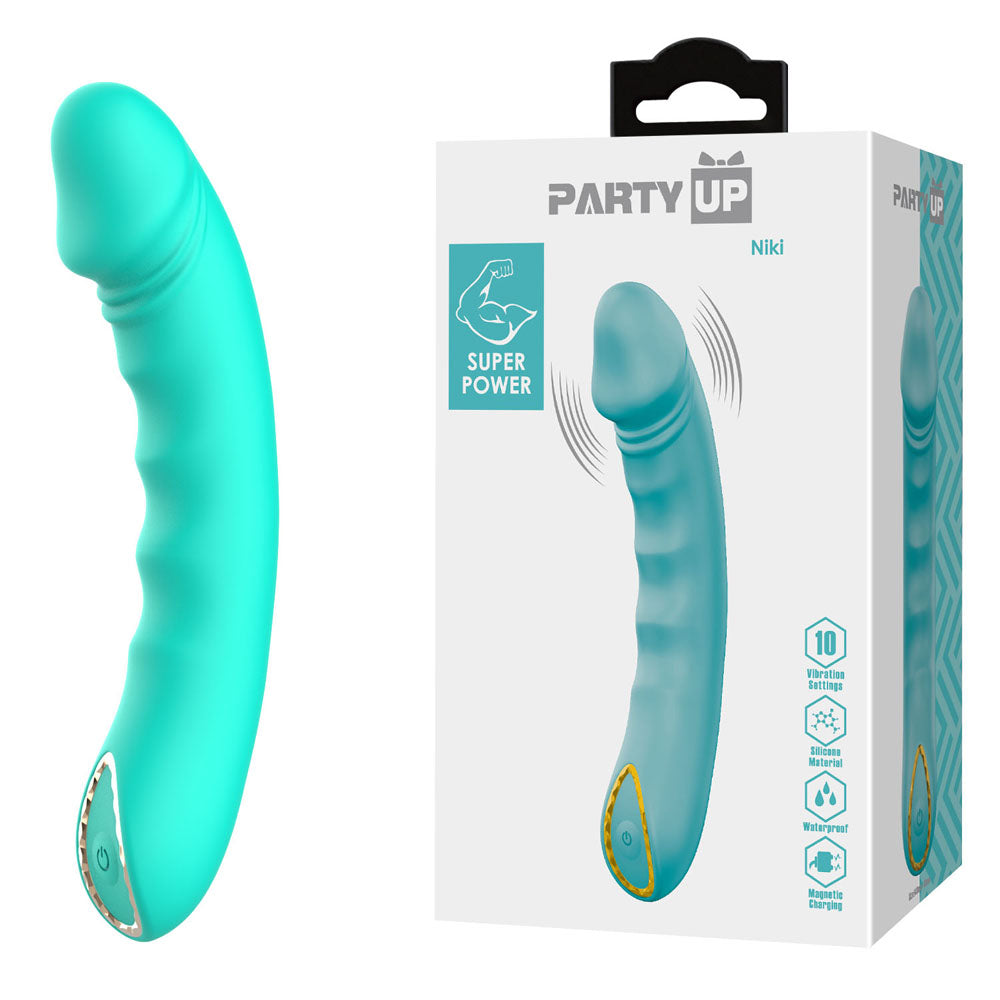 Party Up Niki (Teal) – USB Rechargeable 15.4 cm Vibrator Teal > Vibrators > Standard Vibrators