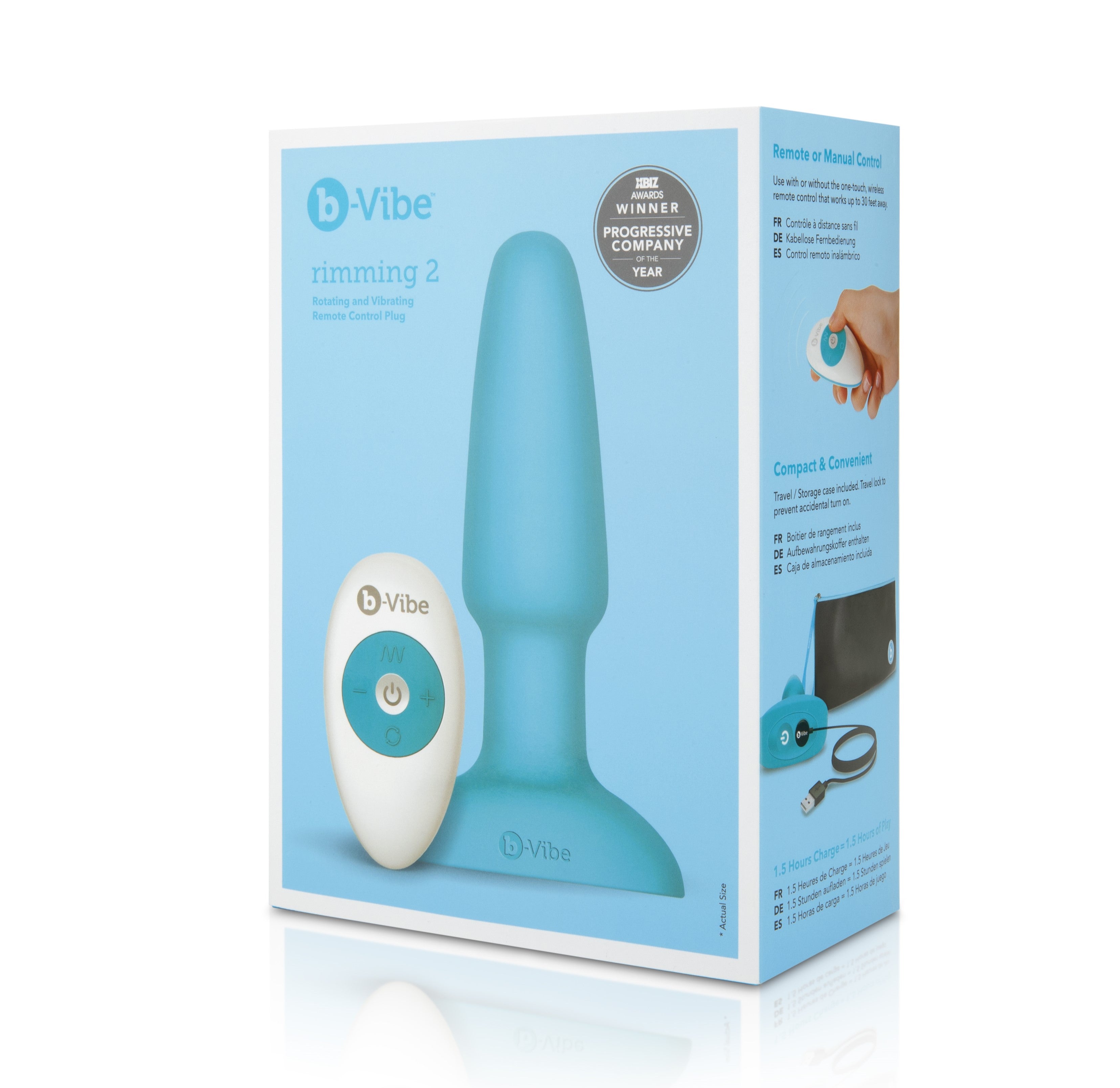 B-Vibe Rimming Plug 2 Teal Rotating and Vibrating Remote Control Anal Plug Default Title Butt Plugs - Vibrating