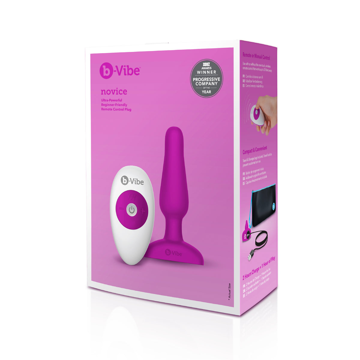 B-Vibe Novice Plug Fuchsia Small Beginner-Friendly Vibrating Anal Plug with Remote Control Default Title Butt Plugs - Vibrating