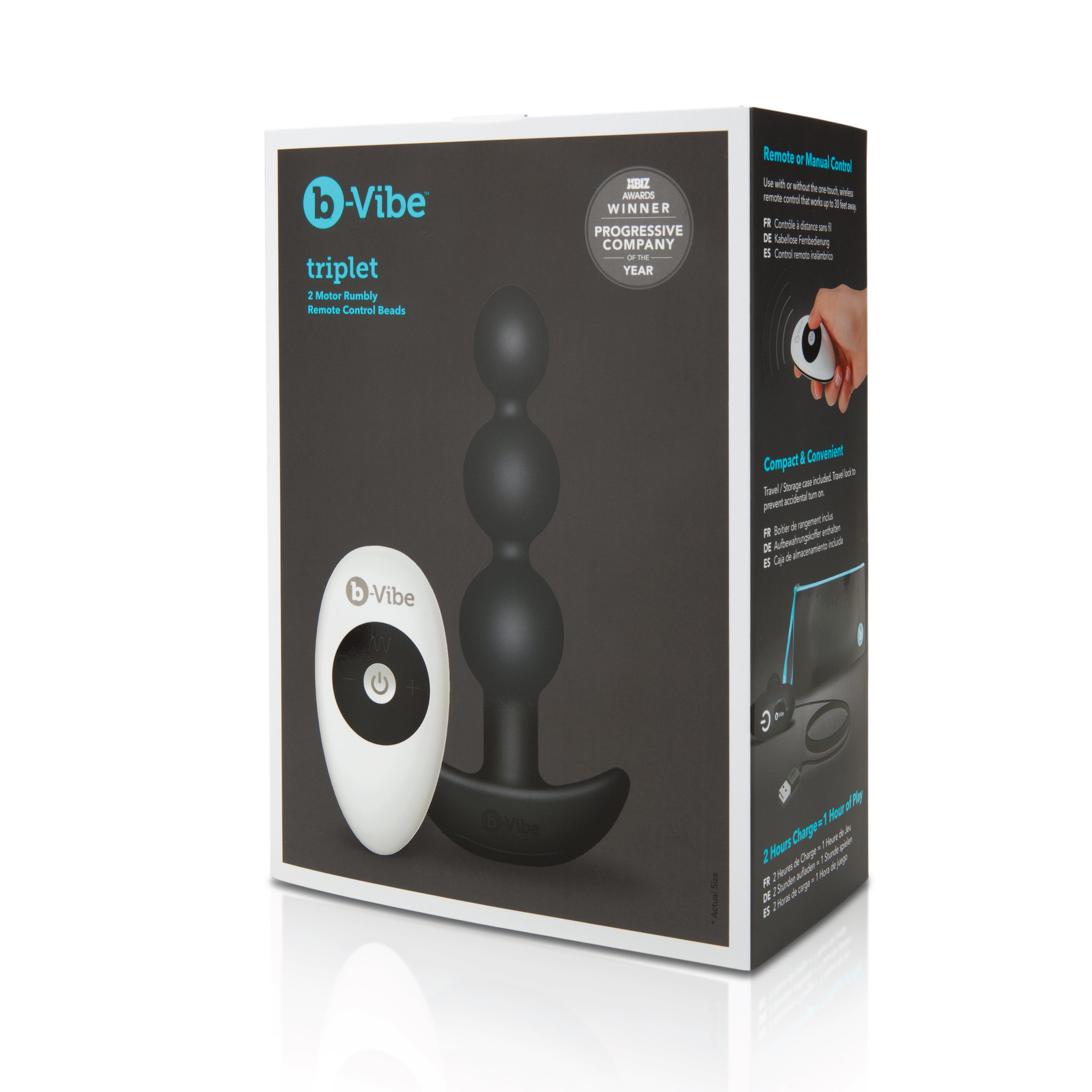 B-Vibe Triplet Anal Beads Black Flexible Tapered Size Beads Secondary image