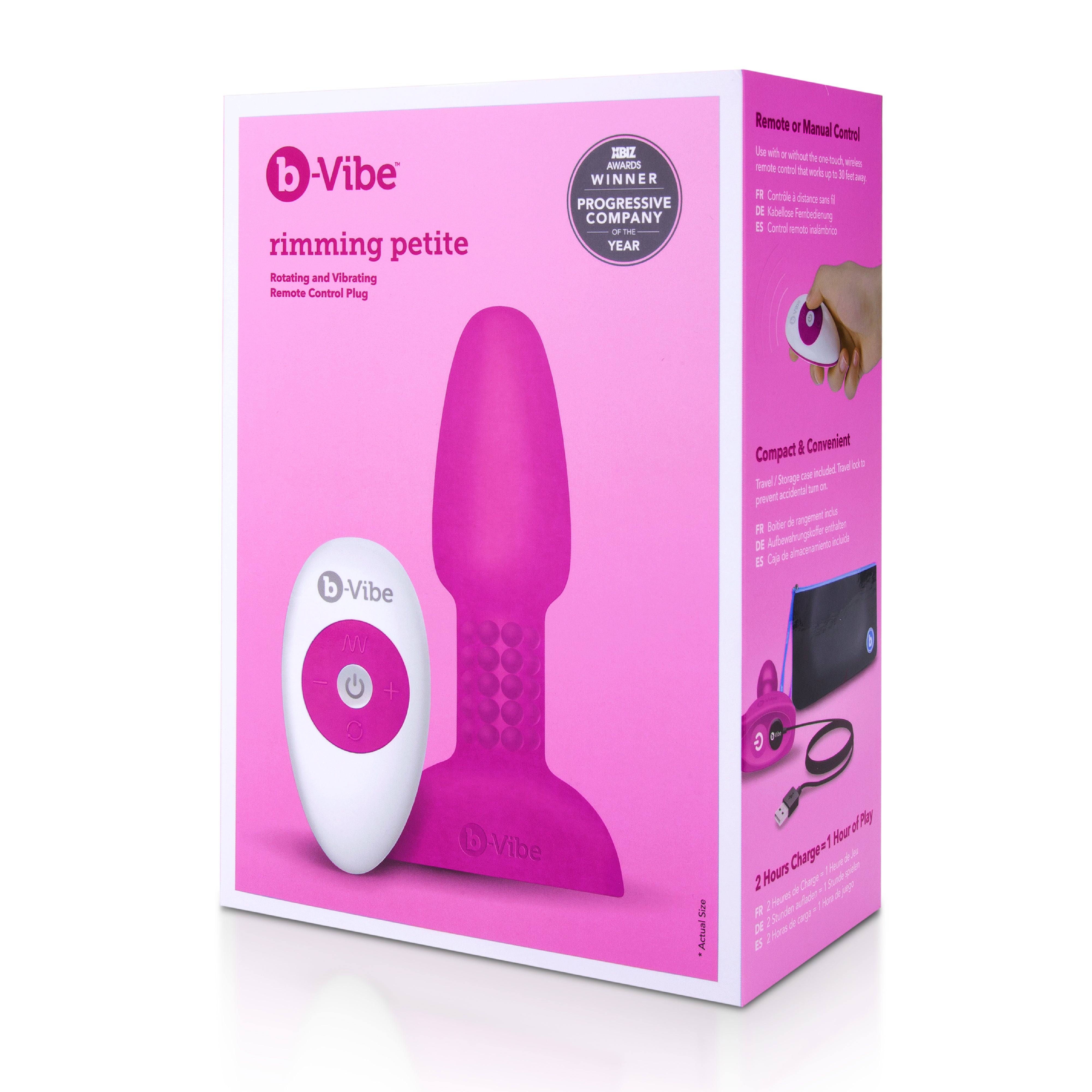 B-Vibe Rimming Petite Rotating and Vibrating Remote Control Plug in Fuchsia Secondary image