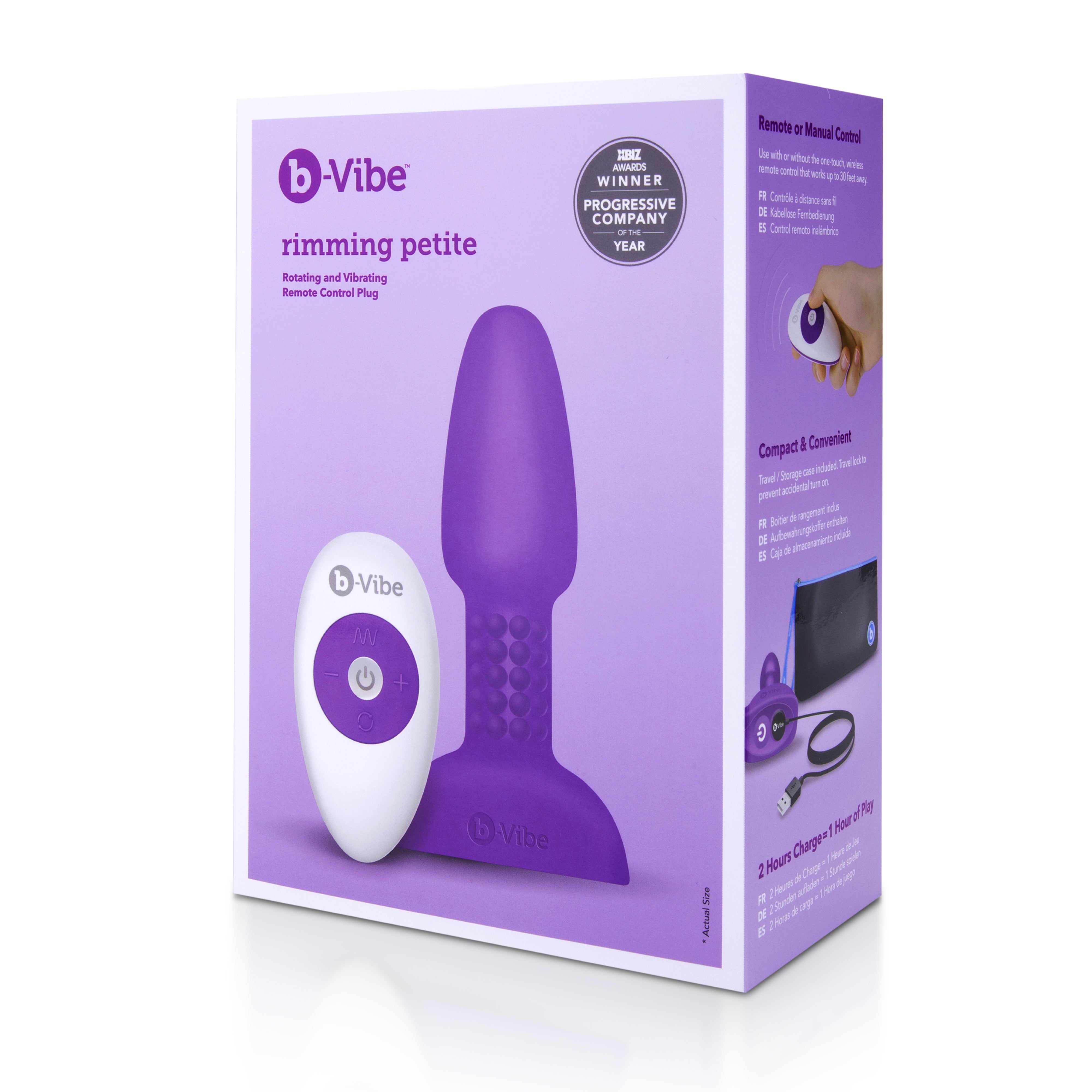B-Vibe Rimming Petite Purple Rotating and Vibrating Remote Control Plug Default Title Butt Plugs - Vibrating