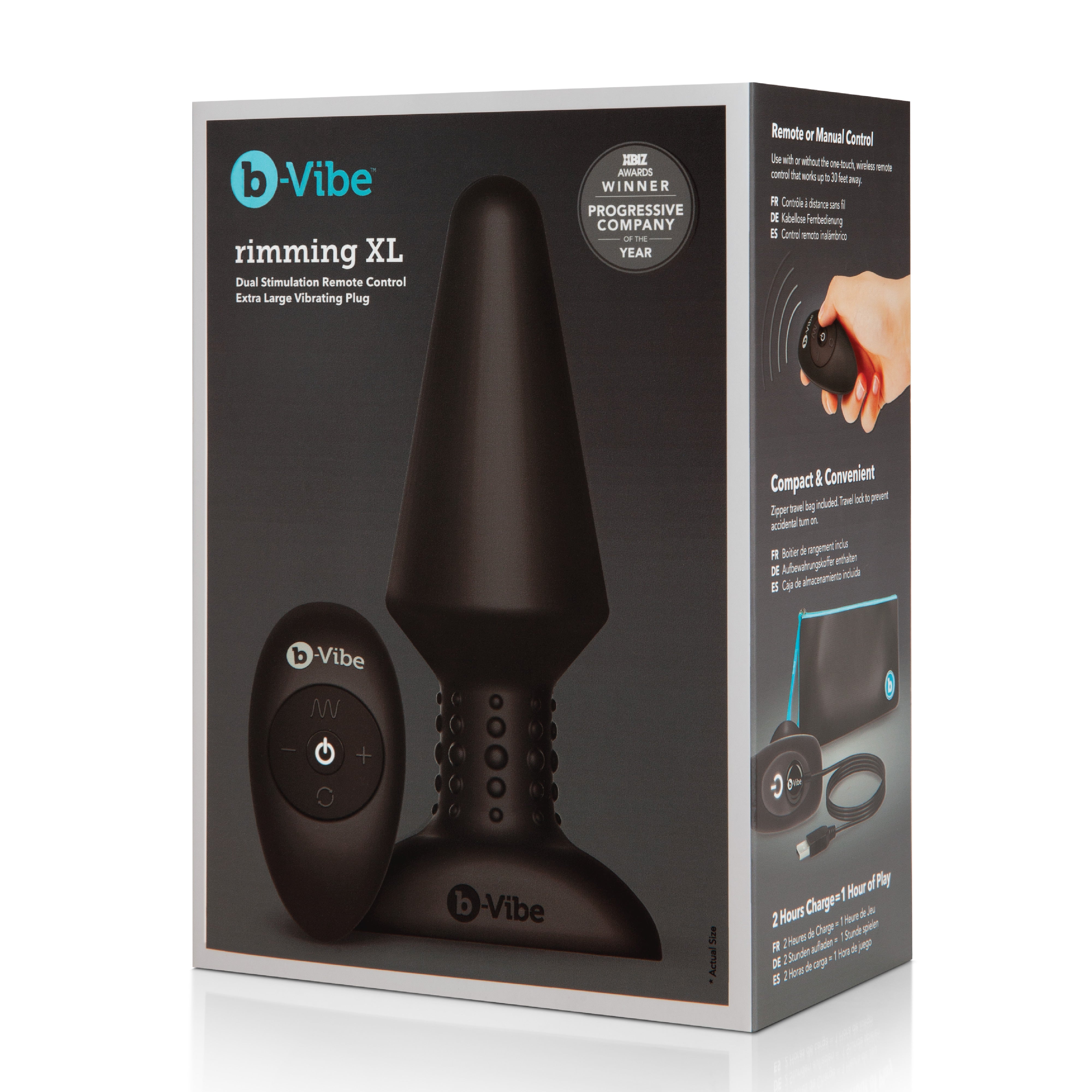 b-Vibe Rimming Plug XL (Black) – Rechargeable Silicone Plug Default Title Butt Plugs - Vibrating
