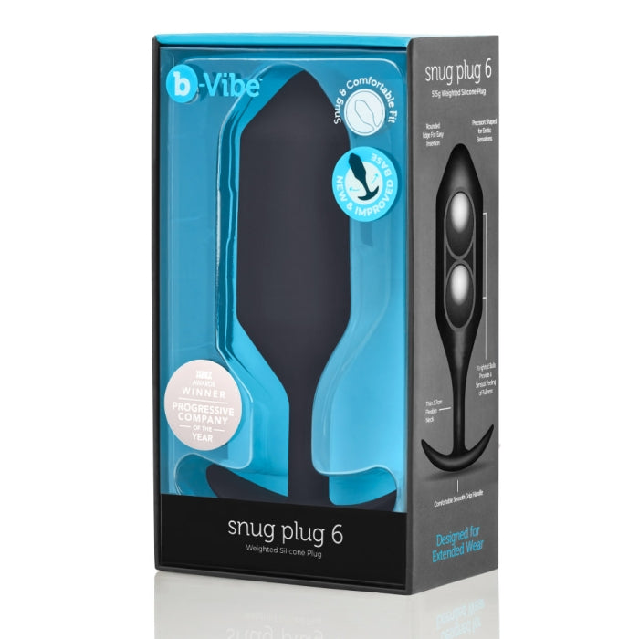 B-Vibe Snug Plug 6 Black Weighted Silicone Butt Plug Default Title Butt Plugs - Vibrating