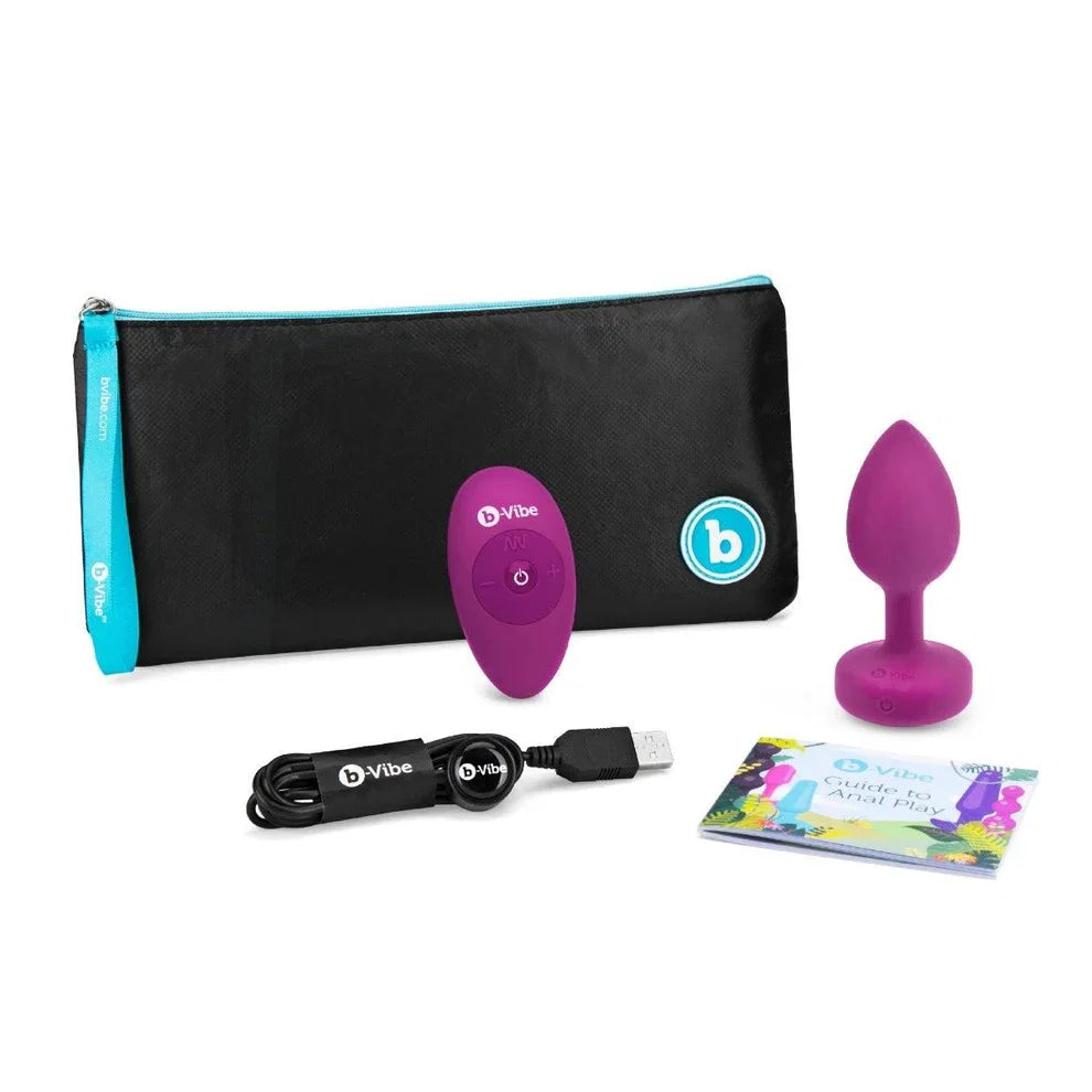 b-Vibe Vibrating Jewel Plug Small Medium Fuchsia Silicone (3.85 inch) > Anal Range > Jewel Butt Plugs
