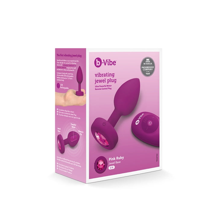 B-Vibe Vibrating Jewel Plug Small Medium Fuchsia Silicone Default Title Butt Plugs
