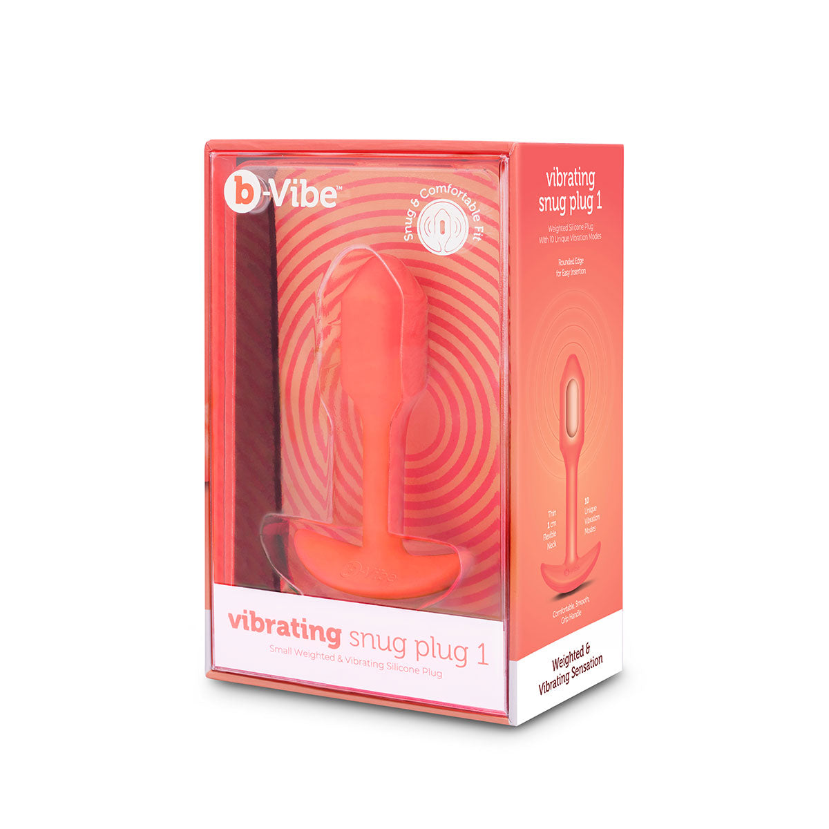 B-Vibe Vibrating Snug Plug 1 Small Weighted Silicone Plug Orange Default Title Butt Plugs - Vibrating