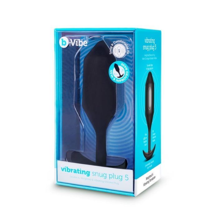 B-Vibe Vibrating Snug Plug 5 Black for Intense Anal Training Default Title Butt Plugs