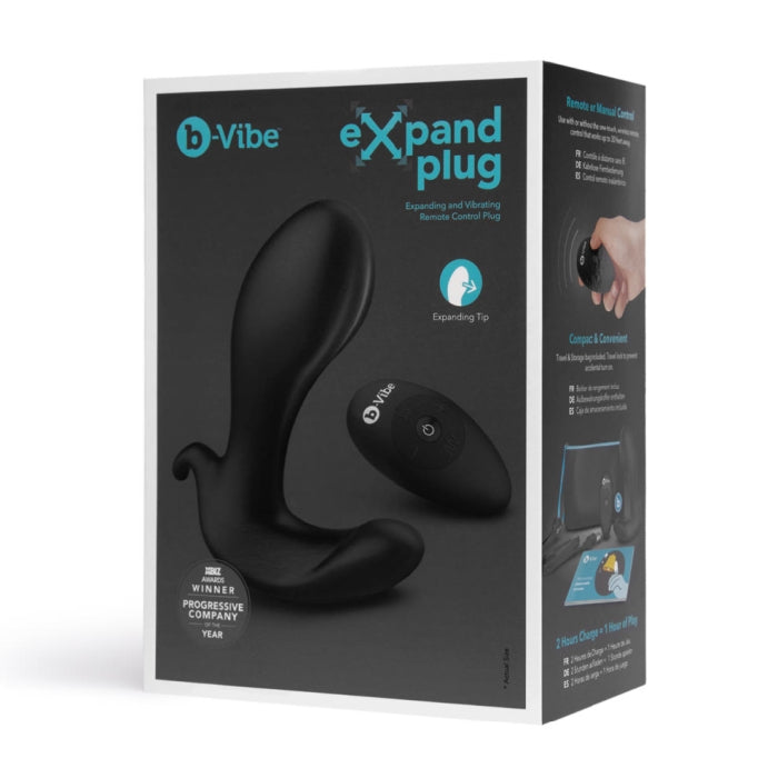 B-Vibe Expand Plug Remote Control Vibrating Expanding Anal Plug in Black Default Title Butt Plugs - Vibrating