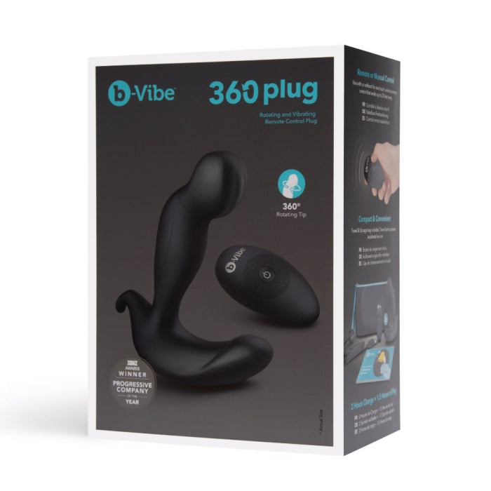 B-Vibe 360 Plug Black Remote Controlled Rotating and Vibrating Silicone Prostate Massager Default Title Prostate Tools