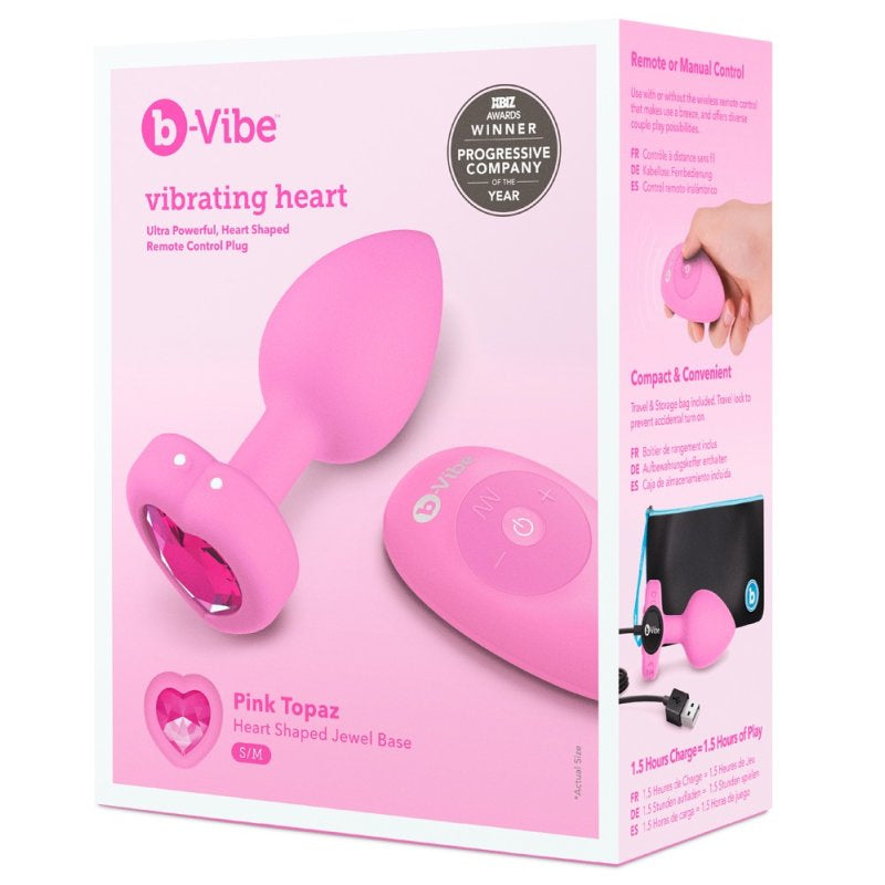 B-Vibe Vibrating Heart Plug Small Medium with 15 Patterns Default Title Butt Plugs - Vibrating