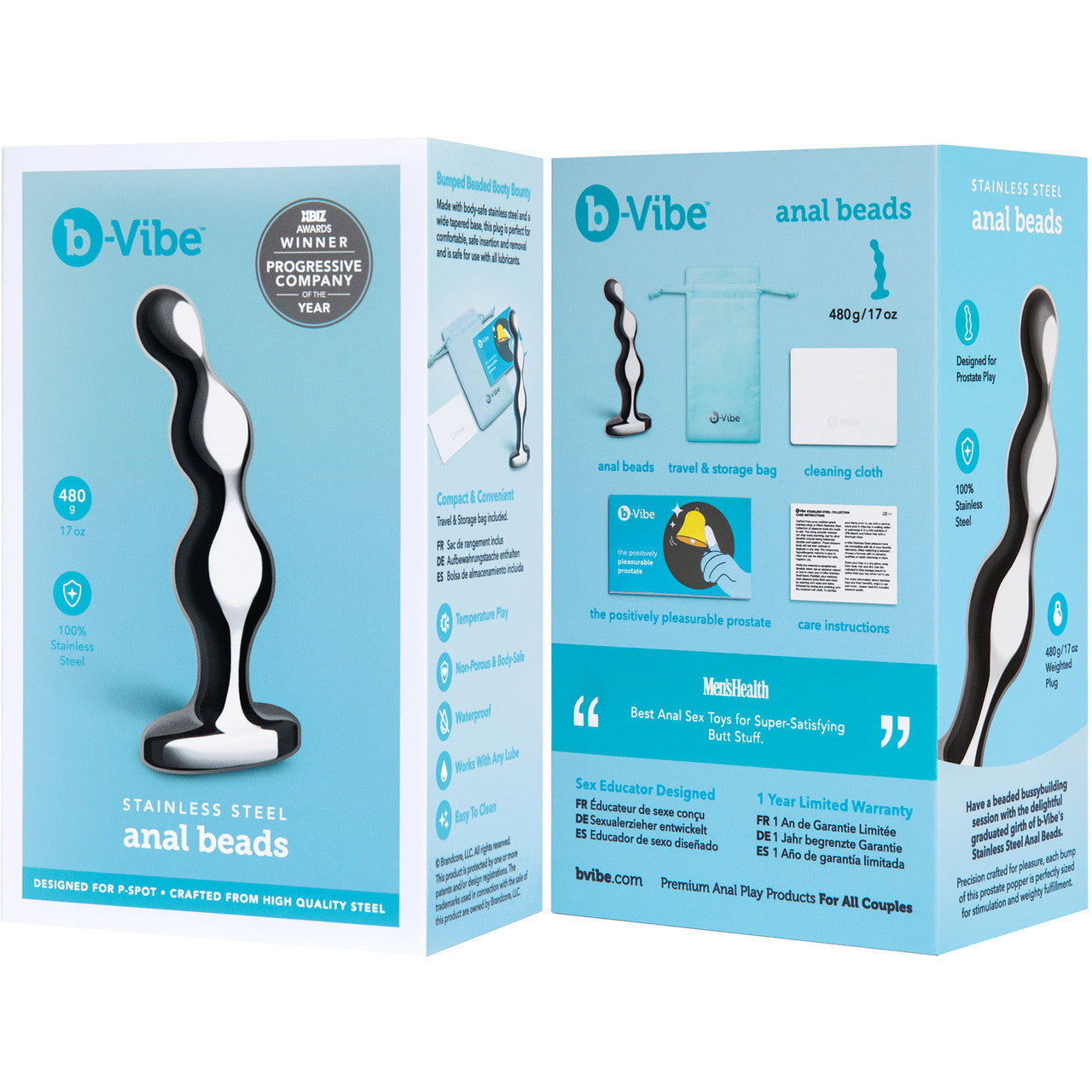 b-Vibe Stainless Steel Anal Beads 480g Body Safe Prostate Stimulator > Anal Range > Anal Beads