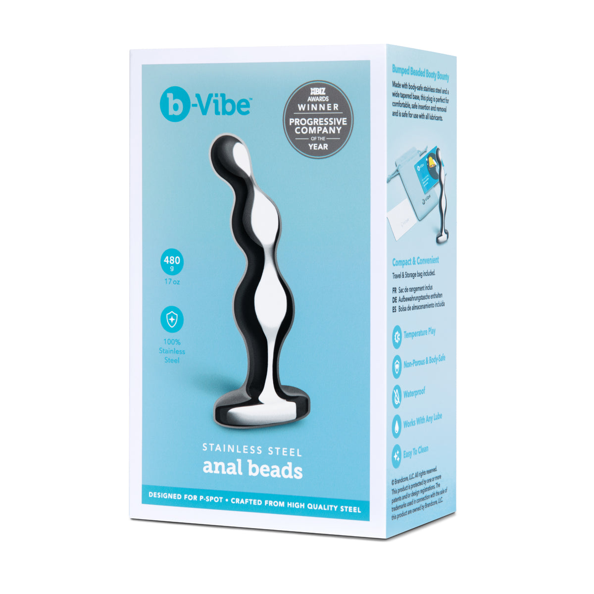 B-Vibe Stainless Steel Anal Beads 480g Body Safe Prostate Stimulator Default Title Beads
