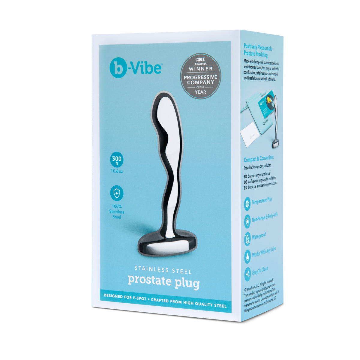 B-Vibe Stainless Steel Prostate Plug 300g Body Safe Heavy Metal P-Spot Massager Default Title Prostate Tools