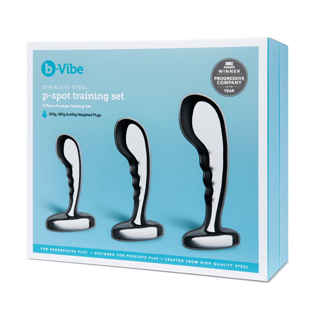B-Vibe Stainless Steel P-Spot Training Set 3-Piece Prostate Plug Set with Weighted Plugs Default Title Prostate Tools