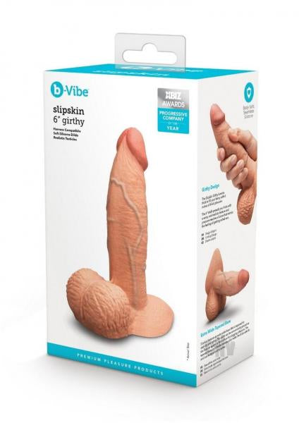 B-Vibe Slipskin Realistic Silicone Dildo 6 Inch Girthy Mocha Default Title Dongs Realistic