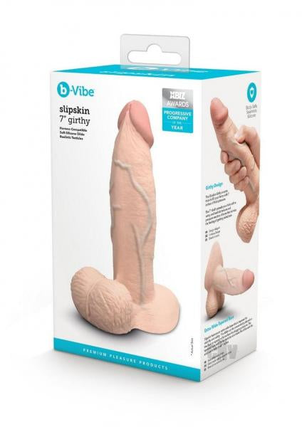 B-Vibe Slipskin Realistic Silicone Dildo 7 Inch Girthy Cream Default Title Dongs Realistic