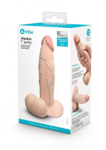 B-Vibe Slipskin Realistic Silicone Dildo 7 Inch Girthy Cream Default Title Dongs Realistic