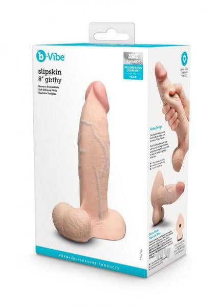 B-Vibe Slipskin Realistic Silicone Dildo 8 Inch Girthy Cream Default Title Dongs Realistic