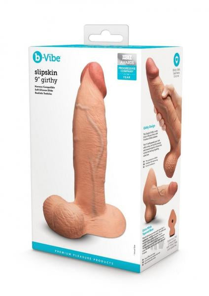 B-Vibe Slipskin Realistic Silicone Dildo 9 Inch Girthy Mocha Default Title Dongs Realistic
