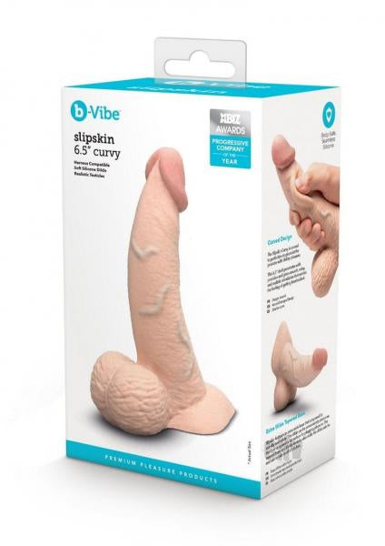 B-Vibe Slipskin Realistic Silicone Dildo 6.5 Inch Curved Cream Default Title DONGS Vibrating