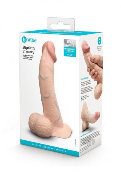 B-Vibe Slipskin Realistic Silicone Dildo 8 Inch Curved Cream Default Title > Dildos > Realistic Dildos