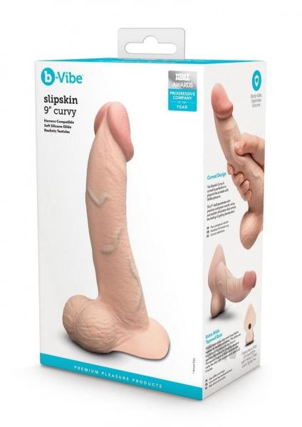 B-Vibe Slipskin Realistic Silicone Dildo 9 Inch Curved Cream Default Title Dongs Realistic