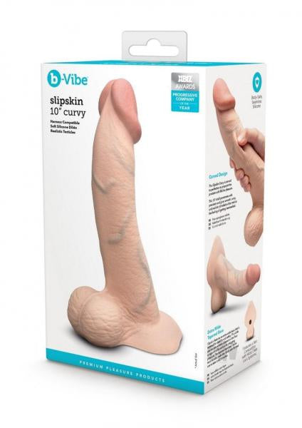 B-Vibe Slipskin Realistic Silicone Dildo 10 Inch Curved Cream Default Title Dongs Realistic