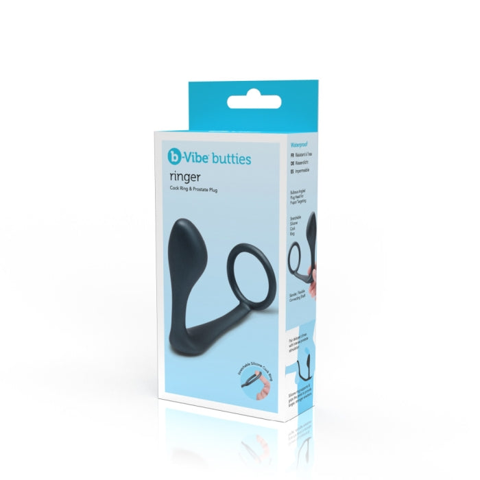 b-Vibe Ringer (Black) – Adjustable Cock Ring and Plug Default Title > Anal Range > Prostate Plugs