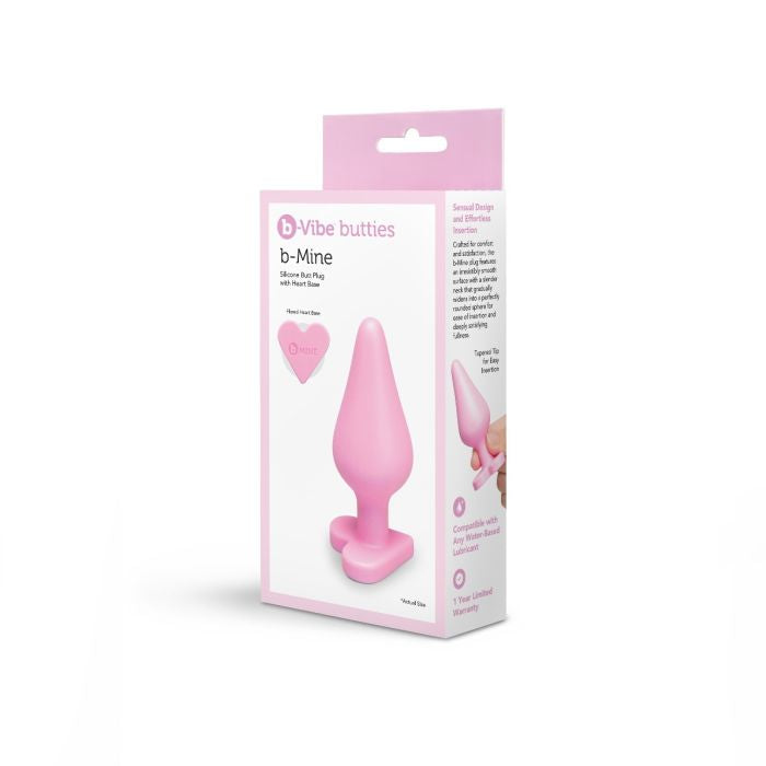 b-Vibe B-Mine Silicone Heart Butt Plug – Soft Silicone Beginner Butt Plug 3.5 Inches Default Title Butt Plugs