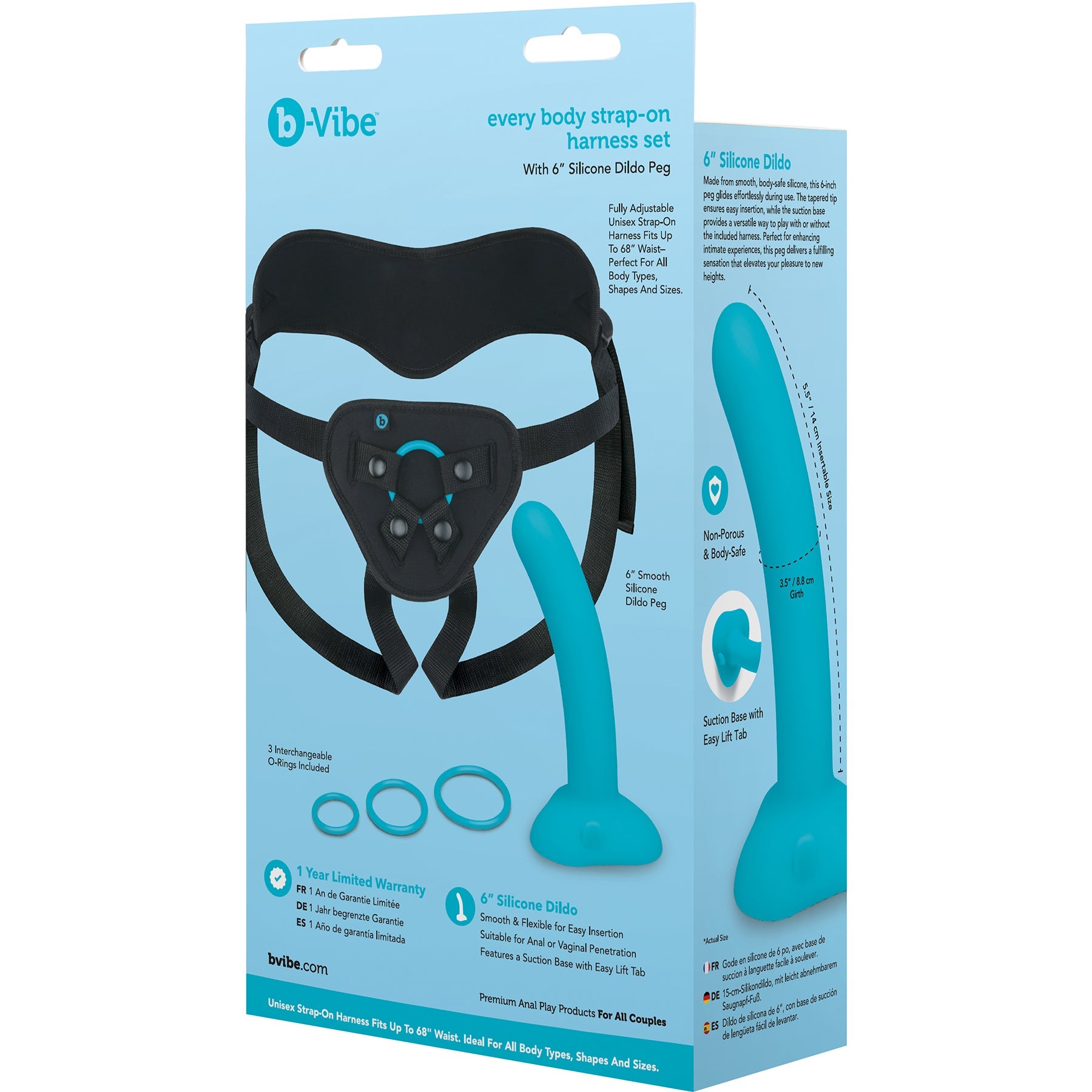 b-Vibe Every Body Strap-On Harness Set – 6 Inch Silicone Dildo Harness Set > Dildos > Strap On Dildos