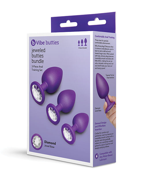 b-Vibe Jeweled Butties Bundle – Luxury 3-Piece Tapered Silicone Butt Plug Set > Anal Range > Vibrating Butt Plugs