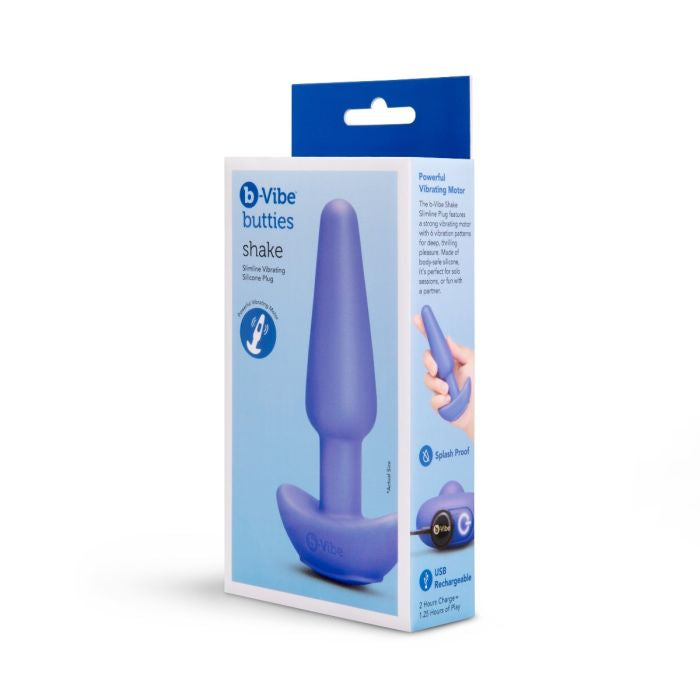 b-Vibe Butties Shake Slimline (Black) – Vibrating Silicone Butt Plug 134mm Height 69mm Base Width Default Title > Anal Range > Vibrating Butt Plugs Main image