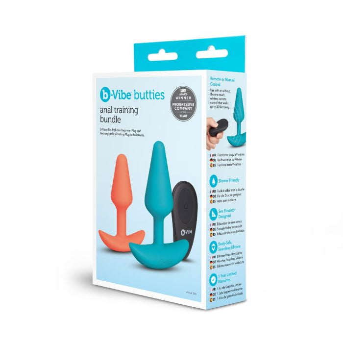 b-Vibe Butties Anal Training Set – Rechargeable Remote-Controlled Beginner and Large Butt Plug Set Default Title > Anal Range > Vibrating Butt Plugs