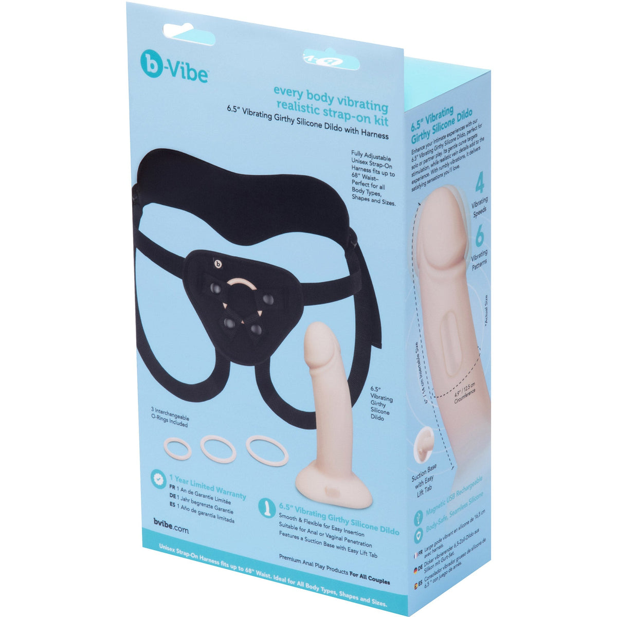 b-Vibe Every Body (Black) – Vibrating Realistic Strap-On Kit with 6.5 Inch Dildo > Dildos > Strap On Dildos