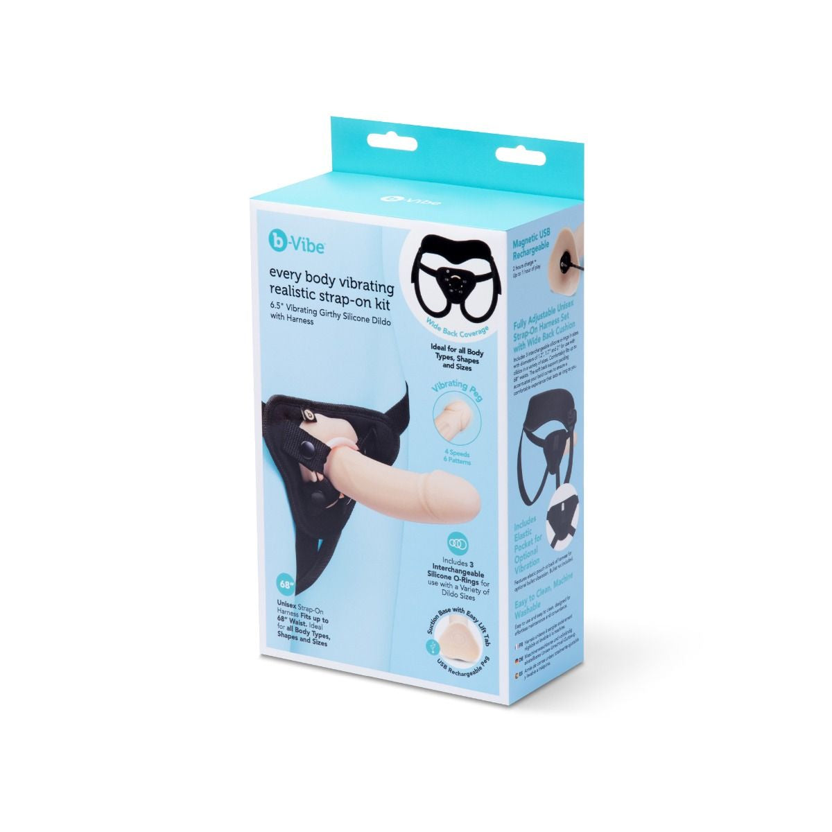 b-Vibe Every Body (Black) – Vibrating Realistic Strap-On Kit with 6.5 Inch Dildo Default Title > Dildos > Strap On Dildos