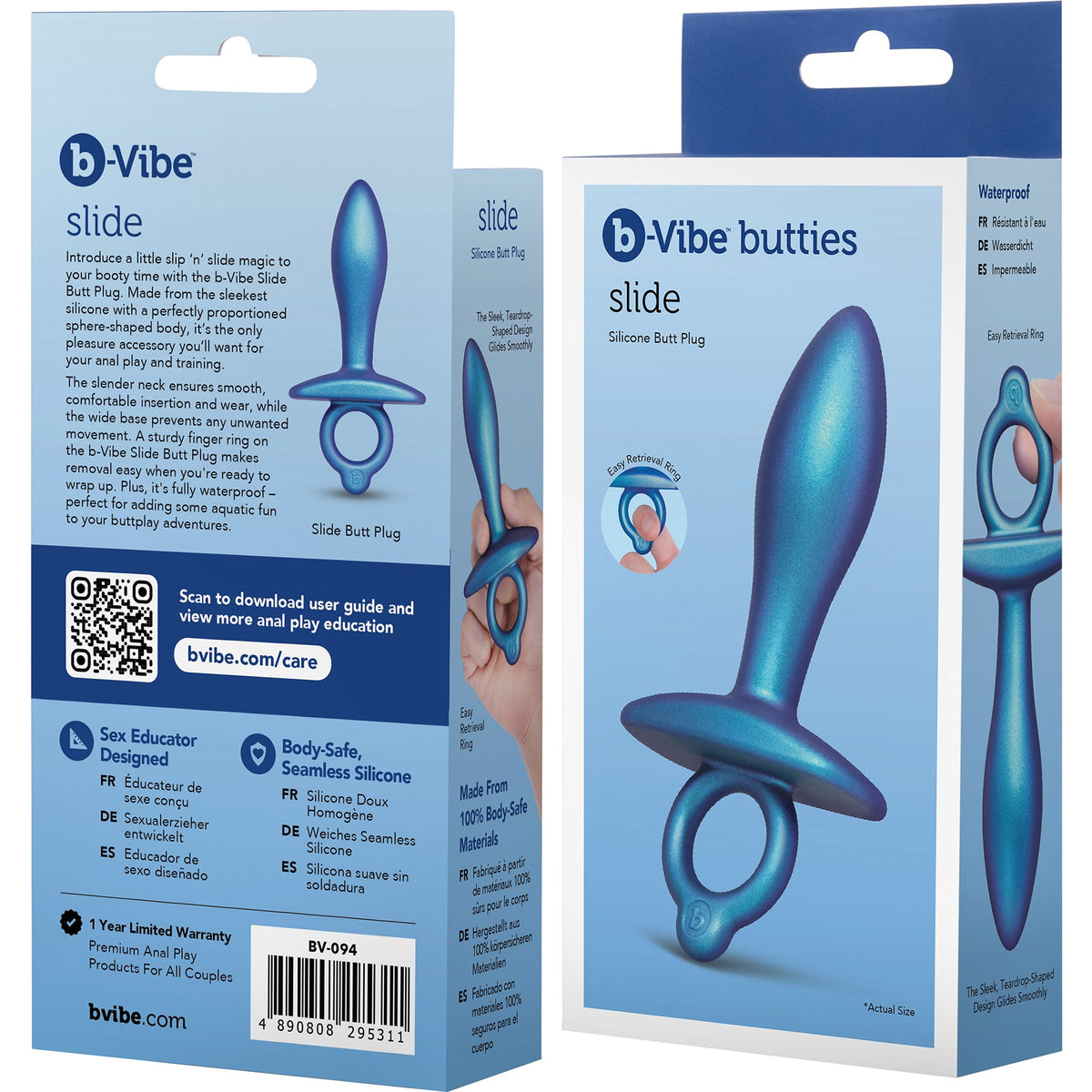 b-Vibe Butties Slide – Silicone Slim Weighted Butt Plug > Anal Range > Butt Plugs