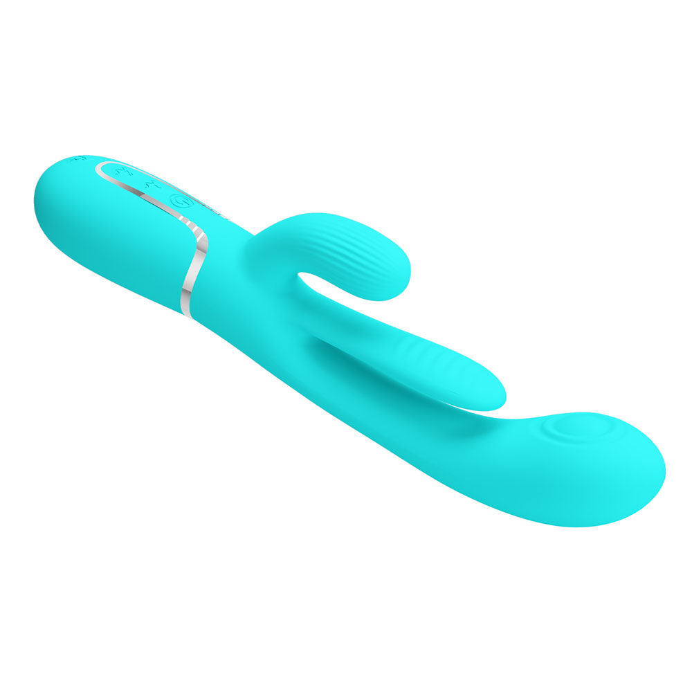 Party Up Andy Multi Function Vibrator Teal 22.2 Centimeter Rabbit Vibrator with Flicking and Thumping Tip > Vibrators > Ladies > Rabbit Multi