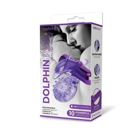 Bodywand Rechargeable Dolphin Ring with Clit Ticklers for Couples Cock Rings Vibrating